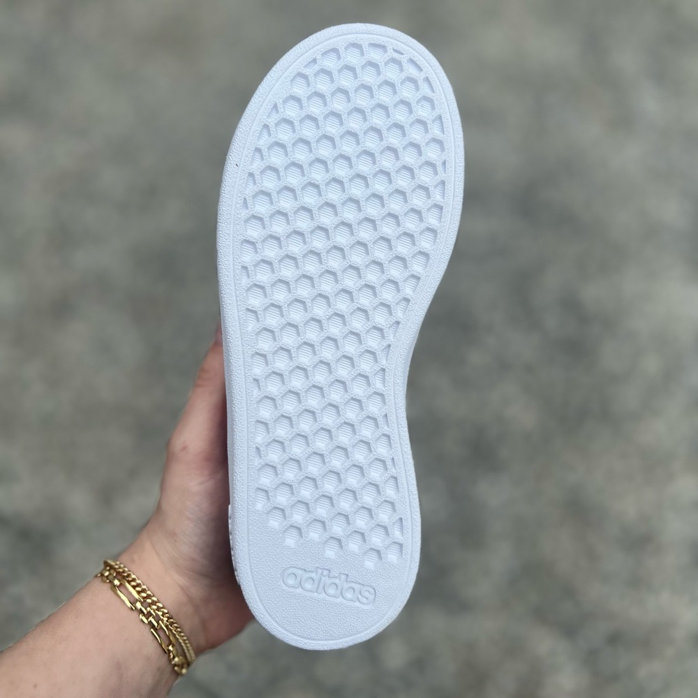 851 | Adidas Grand Court Kids Girls White Sneakers with Iridescent Stripes - Picture 10 of 10